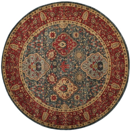Safavieh Mahal Power Loomed Round Area Rug, Navy and Red - 6 ft.-7 in. x 6 ft.-7 in. MAH655C-7R